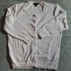 Talbots Med P Elegant White Cotton Button-Up Cardigan Easter Ready